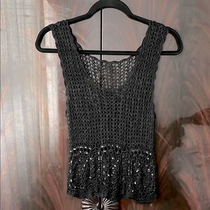 Sleeveless Black Crochet Top